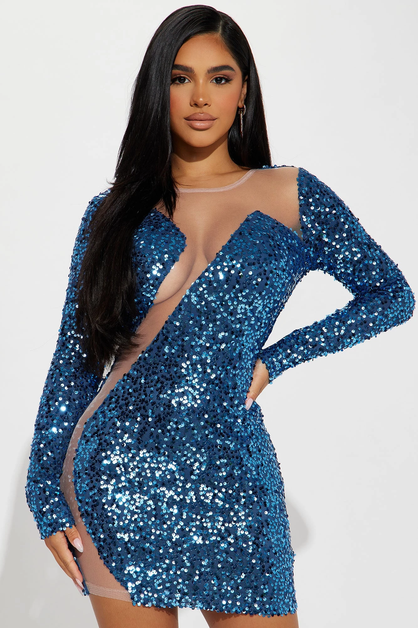 Fashion Nova Feel Alive Sequin Mini Dress - Blue 3 Fashion Nova Feel Alive Sequin Mini Dress - Blue