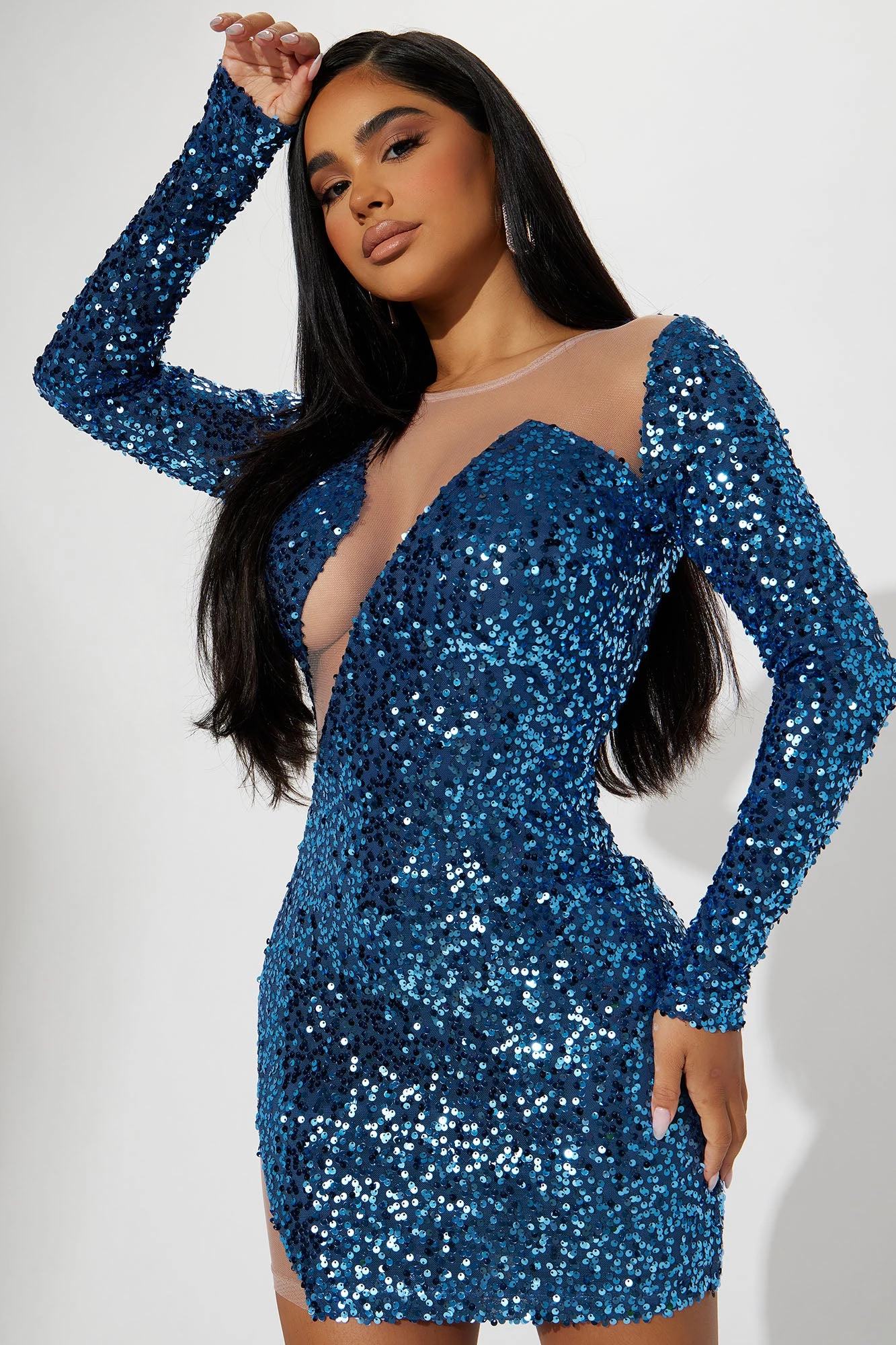 Fashion Nova Feel Alive Sequin Mini Dress - Blue 4 Fashion Nova Feel Alive Sequin Mini Dress - Blue - Image 2