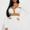Fashion Nova Fall In Love Sweater Mini Dress - White/combo