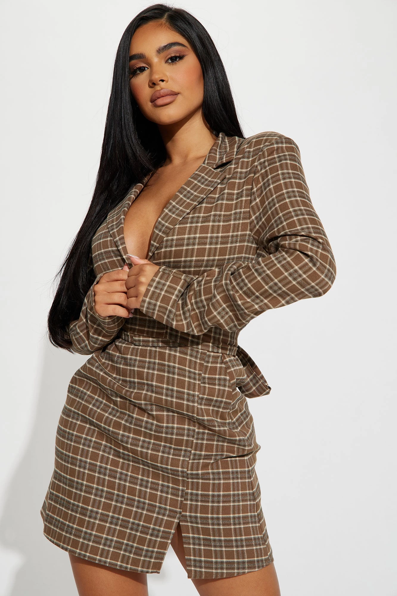 Fashion Nova Making Arrangements Mini Dress - Brown/combo 3 Fashion Nova Making Arrangements Mini Dress - Brown/combo