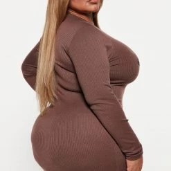 Fashion Nova Glam Rock Ribbed Mini Dress - Mocha -fashion nova dresses Shop 08 25 22Studio4 DD KP 13 52 48 34 D29357 Mocha 6557 PLUS EH