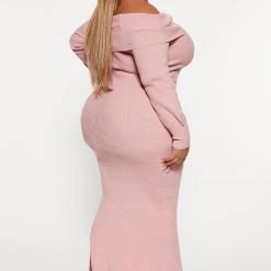 Fashion Nova Stormy Sweater Maxi Dress - Pink -fashion nova dresses Shop 08 25 22Studio4 DD KP 15 59 00 69 MD6495A Pink 6833 PLUS ES
