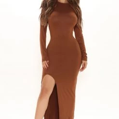 Fashion Nova Good Intentions Maxi Dress - Chocolate