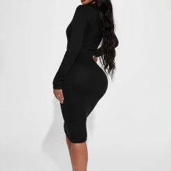 Fashion Nova Mallorie Ribbed Midi Dress - Black -fashion nova dresses Shop 08 26 22Studio1 RM RL 11 42 00 3 RD47761L Black 8716 EH