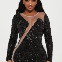 Fashion Nova Feel Alive Sequin Mini Dress - Black