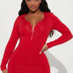 Fashion Nova Look Ahead Hoodie Dress - Red -fashion nova dresses Shop 08 26 22Studio2 RT AC 11 50 57 21 JD33658L Red 0488 ES