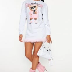 Fashion Nova Selfie Queen T-Shirt Dress - White/combo -fashion nova dresses Shop 08 26 22Studio3 MS CM 11 20 51 3 JT1466 White 0315 EH