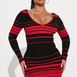 Fashion Nova Kallan Striped Knit Dress - Red/combo -fashion nova dresses Shop 08 29 22Studio2 DD DJ 13 37 48 23 ZD21449S1 Redcombo 0087 EH