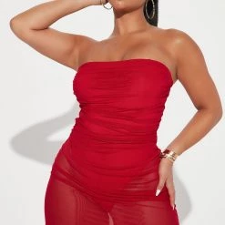 Fashion Nova Meet Me In The Club Ruched Mini Dress - Red