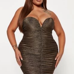Fashion Nova Lets Go Party Ruched Mini Dress - Bronze -fashion nova dresses Shop 08 29 22Studio4 KS AC 15 18 15 55 JD3541 Bronze 8143 PLUS JB