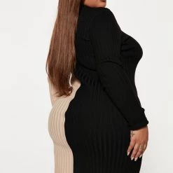 Fashion Nova Split Into Two Sweater Midi Dress - Black/combo -fashion nova dresses Shop 08 29 22Studio4 KS AC 15 24 47 58 RDAE6842FN Blackcombo 8172 PLUS JB