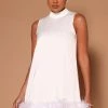 Fashion Nova Delia Feather Trim Mini Dress - White