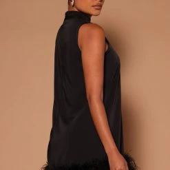 Fashion Nova Delia Feather Trim Mini Dress - Black -fashion nova dresses Shop 08 29 22Studio7 ME KP 10 54 58 18 GWQ5191 Black 2120 JB