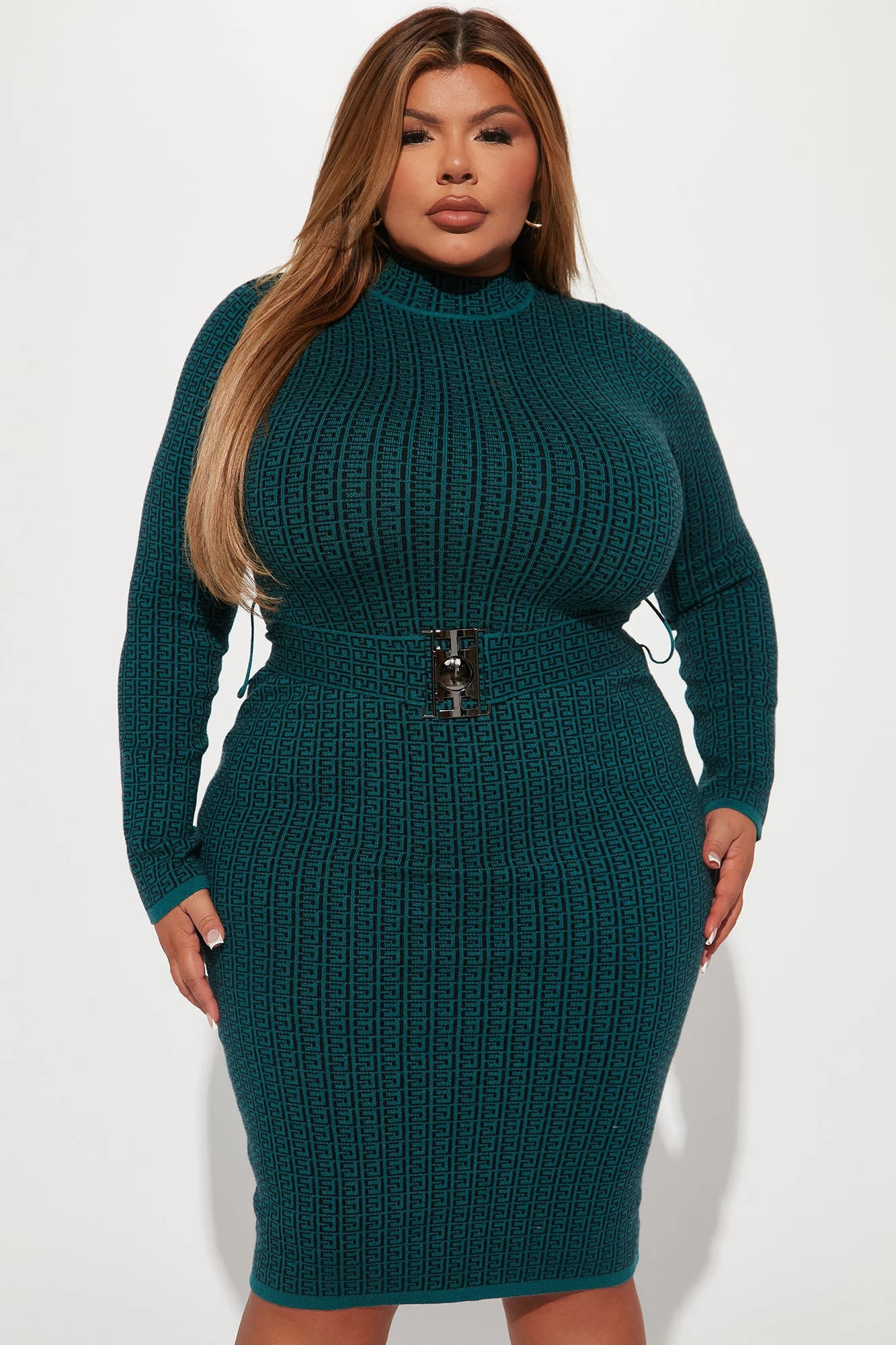 Fashion Nova Always Know Sweater Midi Dress - Teal/combo 7 Fashion Nova Always Know Sweater Midi Dress - Teal/combo - Image 5