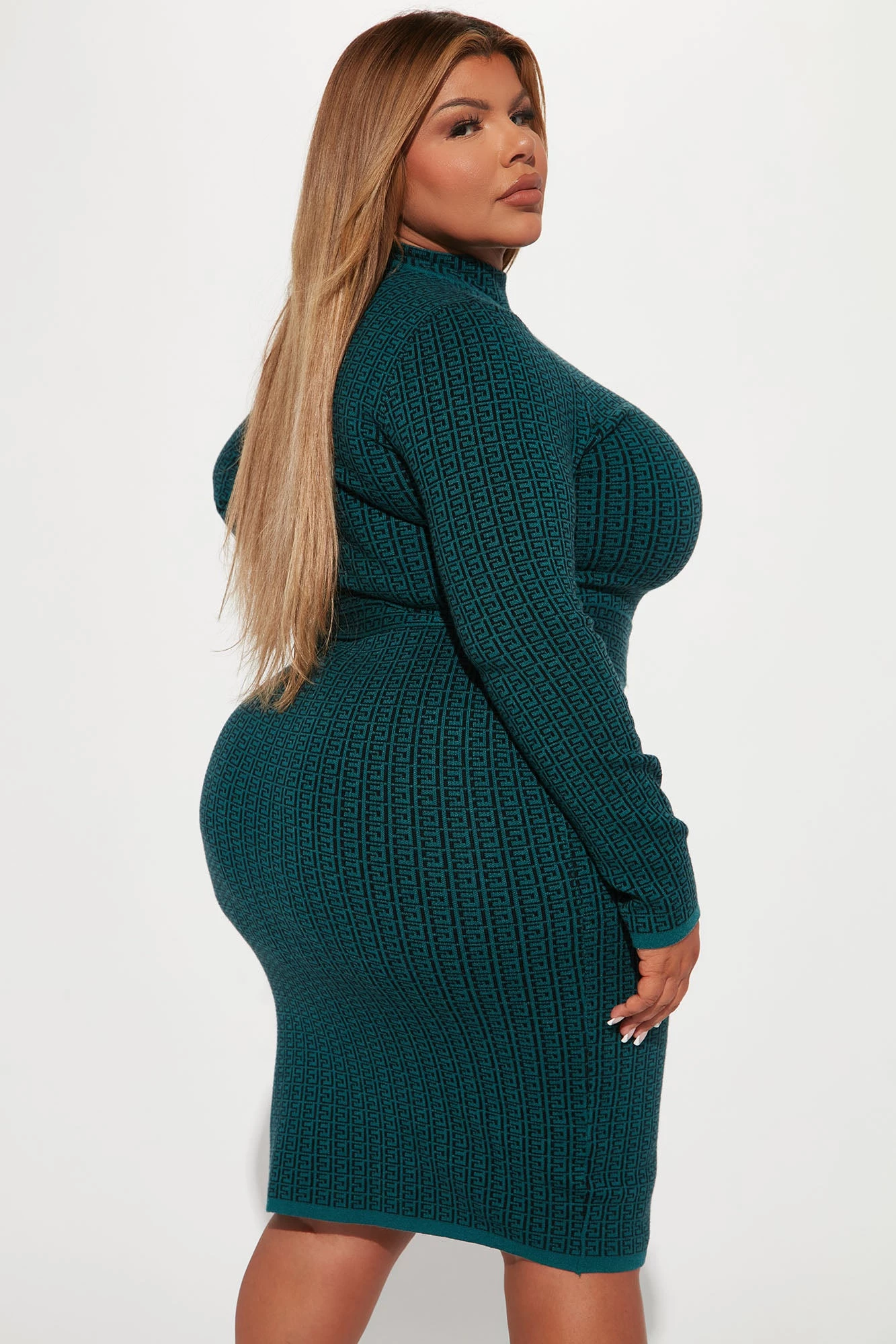 Fashion Nova Always Know Sweater Midi Dress - Teal/combo 8 Fashion Nova Always Know Sweater Midi Dress - Teal/combo - Image 6