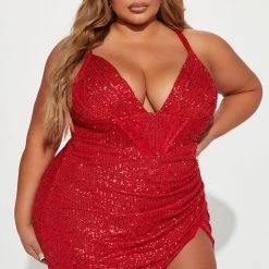 Fashion Nova Mali Sequin Mini Dress - Red -fashion nova dresses Shop 08 31 22Studio1 RD DJ 11 00 15 1 D8233C Red 10055 JB PLUS