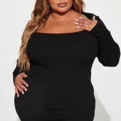 Fashion Nova In The Name Of Love Sweater Midi Dress - Black -fashion nova dresses Shop 08 31 22Studio1 RD DJ 12 10 28 18 YLD4147FN Black 10218 JB PLUS
