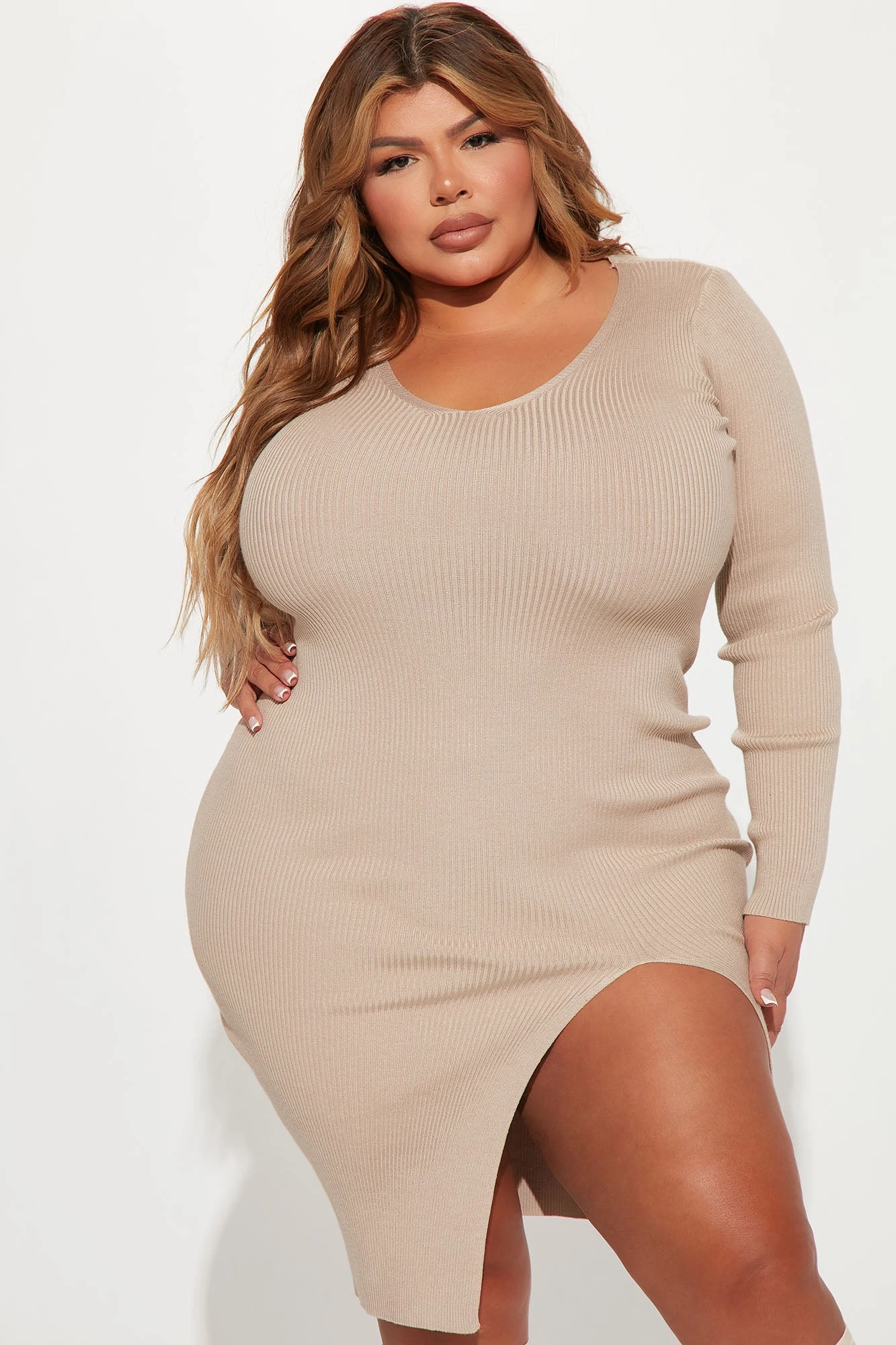 Fashion Nova Hot Cocoa Sweater Midi Dress - Taupe 7 Fashion Nova Hot Cocoa Sweater Midi Dress - Taupe - Image 5