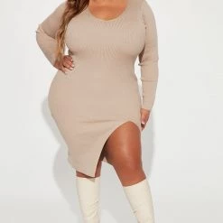 Fashion Nova Hot Cocoa Sweater Midi Dress - Taupe 11 Fashion Nova Hot Cocoa Sweater Midi Dress - Taupe -fashion nova dresses Shop 08 31 22Studio1 RD DJ 14 02 05 26 YLD4149FN Taupe 10294 JB PLUS