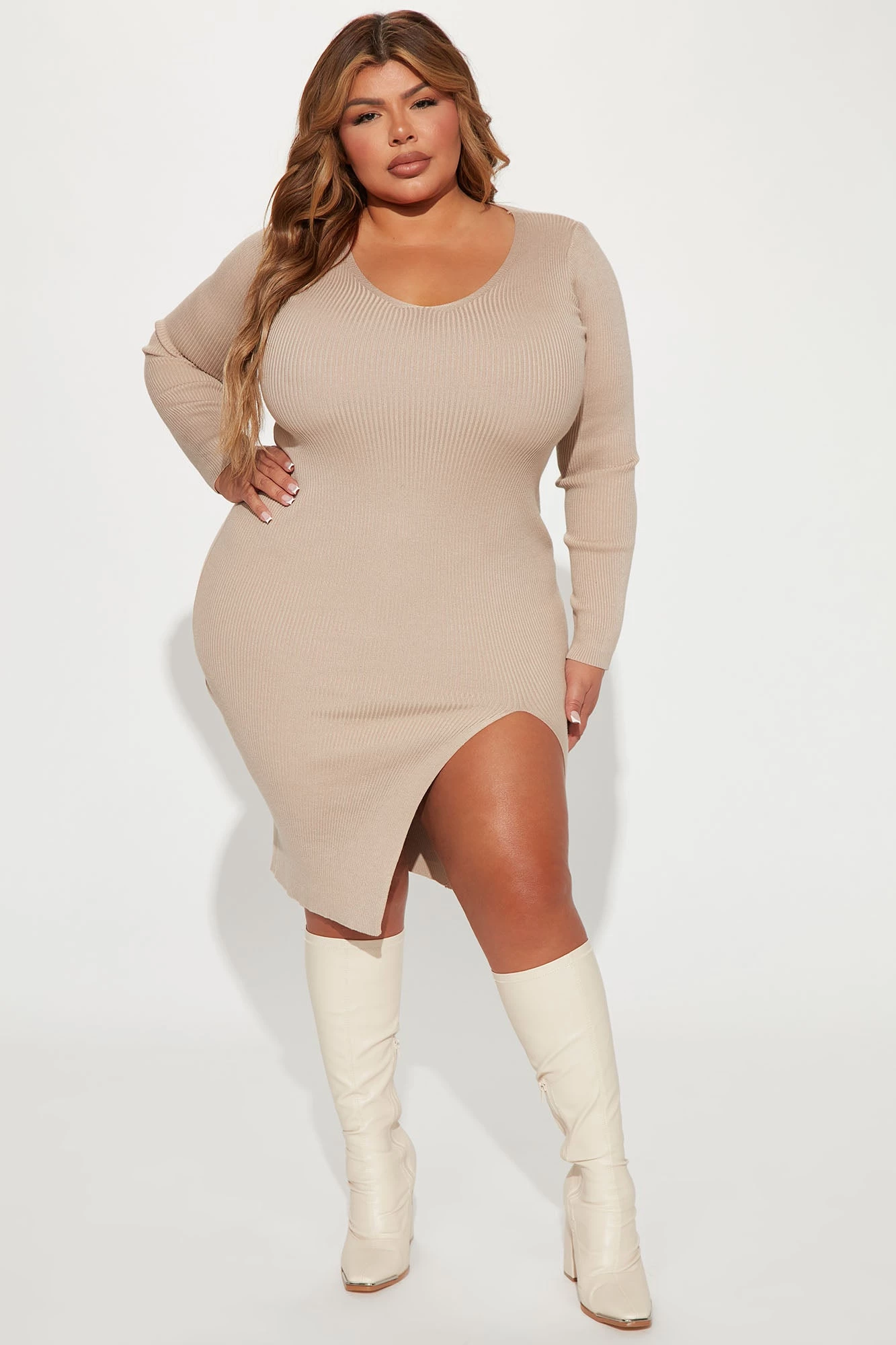 Fashion Nova Hot Cocoa Sweater Midi Dress - Taupe 6 Fashion Nova Hot Cocoa Sweater Midi Dress - Taupe - Image 4