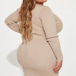 Fashion Nova Hot Cocoa Sweater Midi Dress - Taupe 13 Fashion Nova Hot Cocoa Sweater Midi Dress - Taupe -fashion nova dresses Shop 08 31 22Studio1 RD DJ 14 02 21 26 YLD4149FN Taupe 10298 JB PLUS