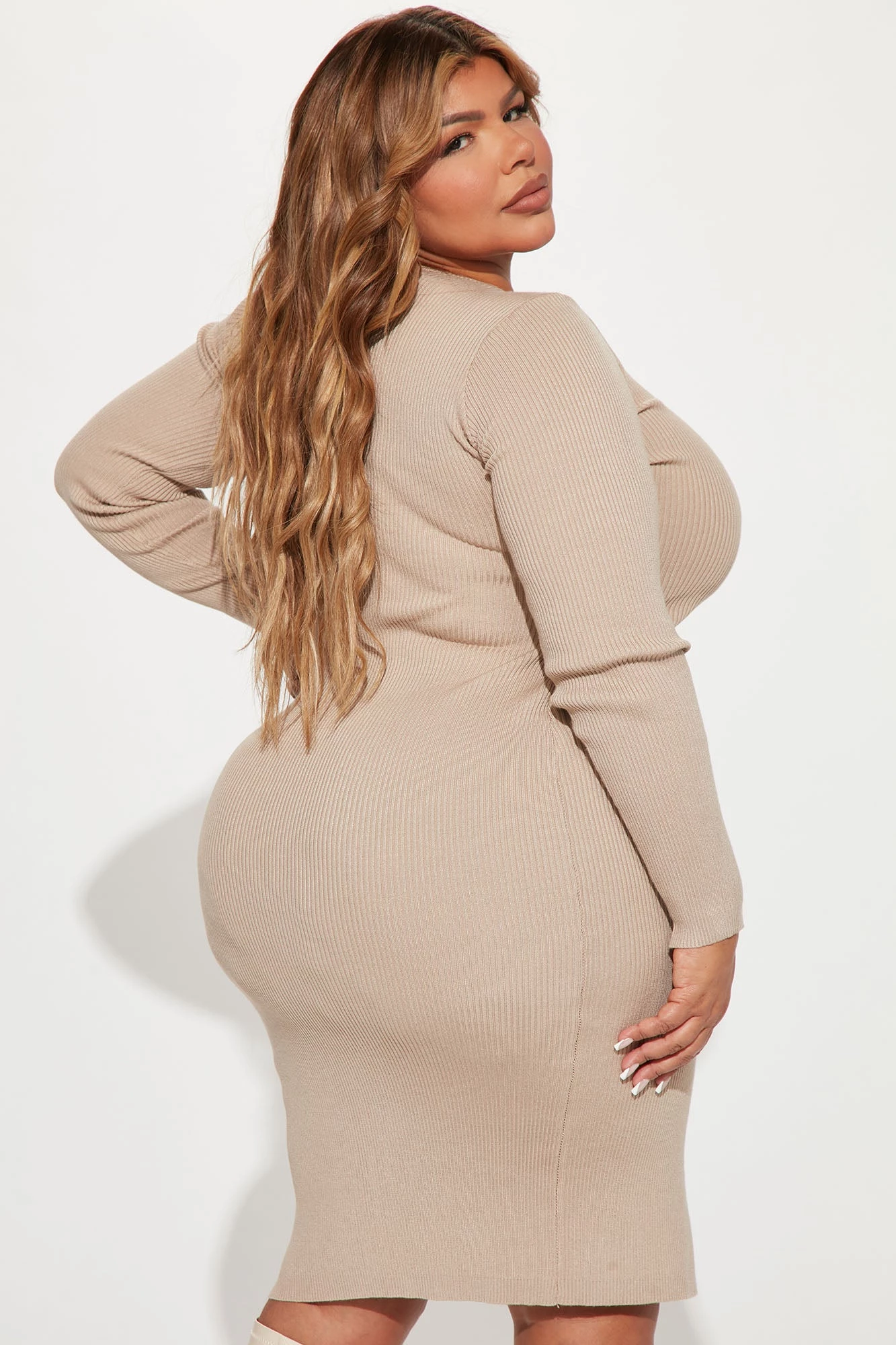 Fashion Nova Hot Cocoa Sweater Midi Dress - Taupe 8 Fashion Nova Hot Cocoa Sweater Midi Dress - Taupe - Image 6