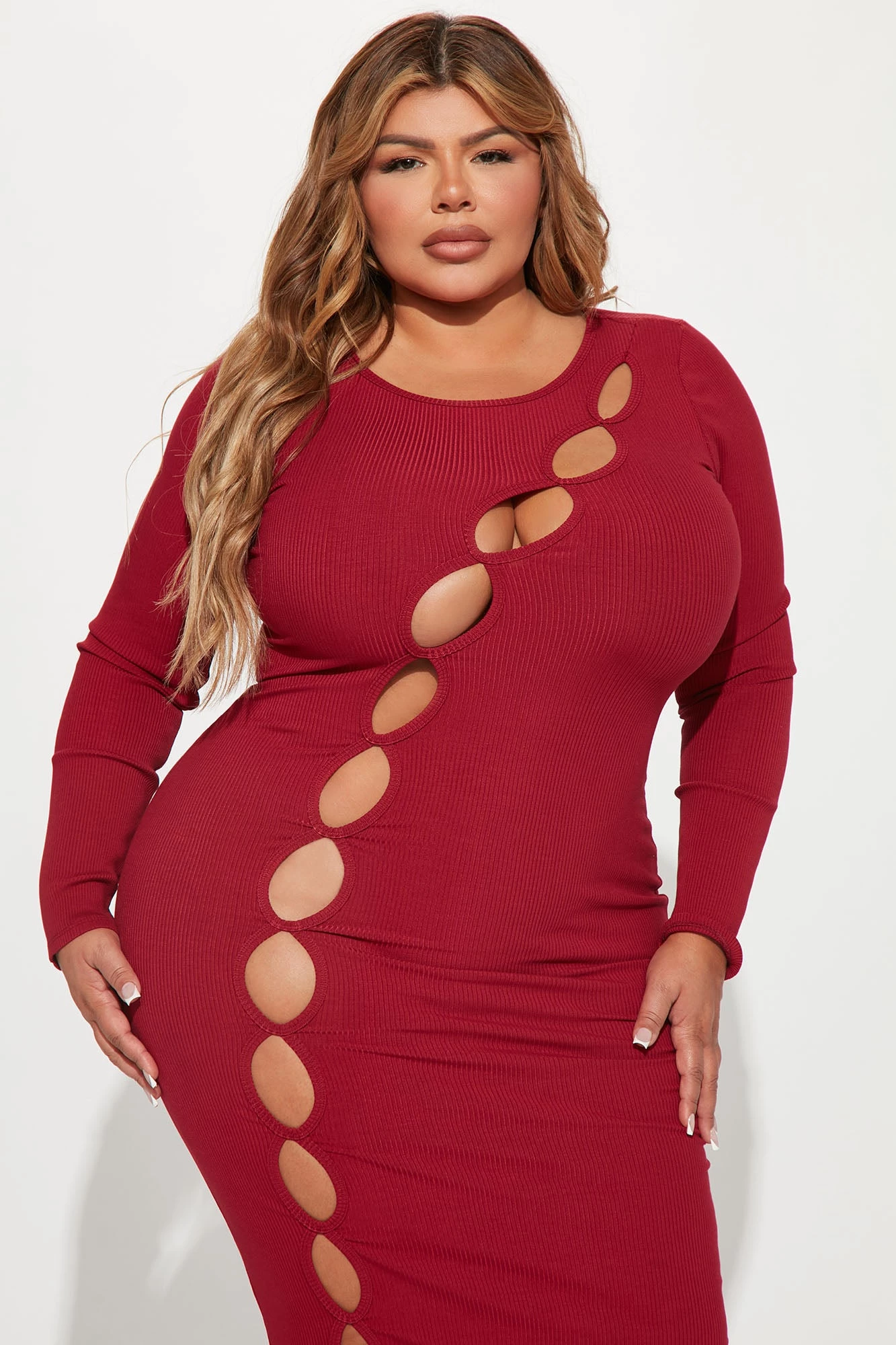 Fashion Nova Cutting Edge Thick Rib Maxi Dress - Burgundy 7 Fashion Nova Cutting Edge Thick Rib Maxi Dress - Burgundy - Image 5