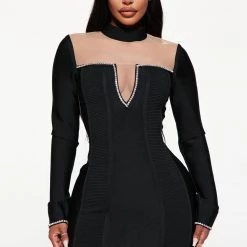 Fashion Nova Thoughts About You Bandage Mini Dress - Black