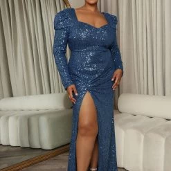 Fashion Nova Scarlett Sequin Maxi Gown - Blue -fashion nova dresses Shop 08 31 22Studio4 KS KP 10 21 12 11 9424P1 Blue 4883 PLUS SG