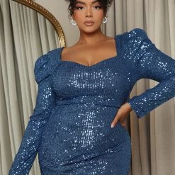 Fashion Nova Scarlett Sequin Maxi Gown - Blue -fashion nova dresses Shop 08 31 22Studio4 KS KP 10 21 18 11 9424P1 Blue 4888 PLUS SG