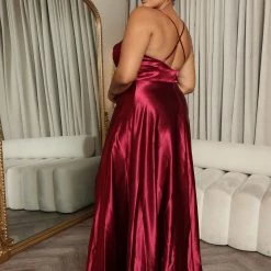 Fashion Nova Sophia Satin Gown - Wine -fashion nova dresses Shop 08 31 22Studio4 KS KP 10 40 00 17 MF21083 Wine 4954 PLUS EH