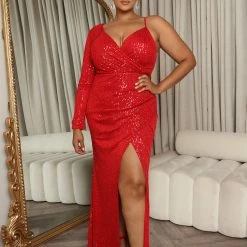 Fashion Nova Pretty Woman Sequin Maxi Gown - Red -fashion nova dresses Shop 08 31 22Studio4 KS KP 11 16 45 25 2150P1 Red 5031 PLUS KS