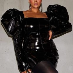 Fashion Nova The Drama Faux Leather Mini Dress - Black -fashion nova dresses Shop 09 01 22FallEditorial CE 16 12 16 Look 9 0546 WG MH