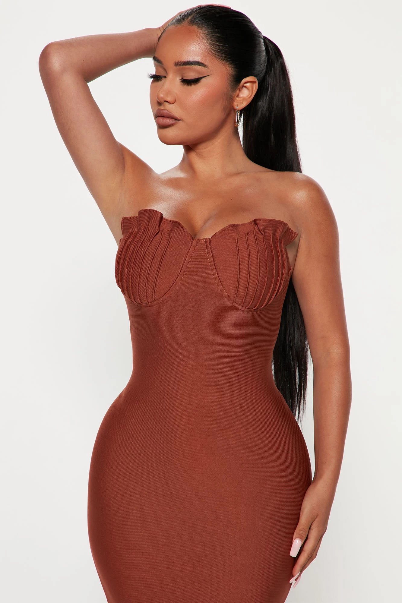 Fashion Nova Bianka Bandage Midi Dress - Cognac 4 Fashion Nova Bianka Bandage Midi Dress - Cognac - Image 2