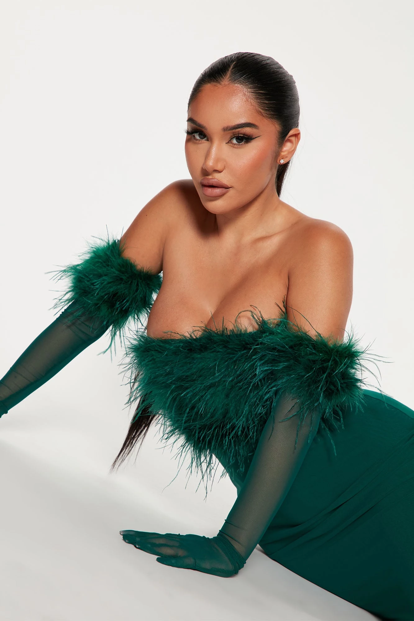 Fashion Nova Raina Gloved Midi Dress Set - Hunter 3 Fashion Nova Raina Gloved Midi Dress Set - Hunter