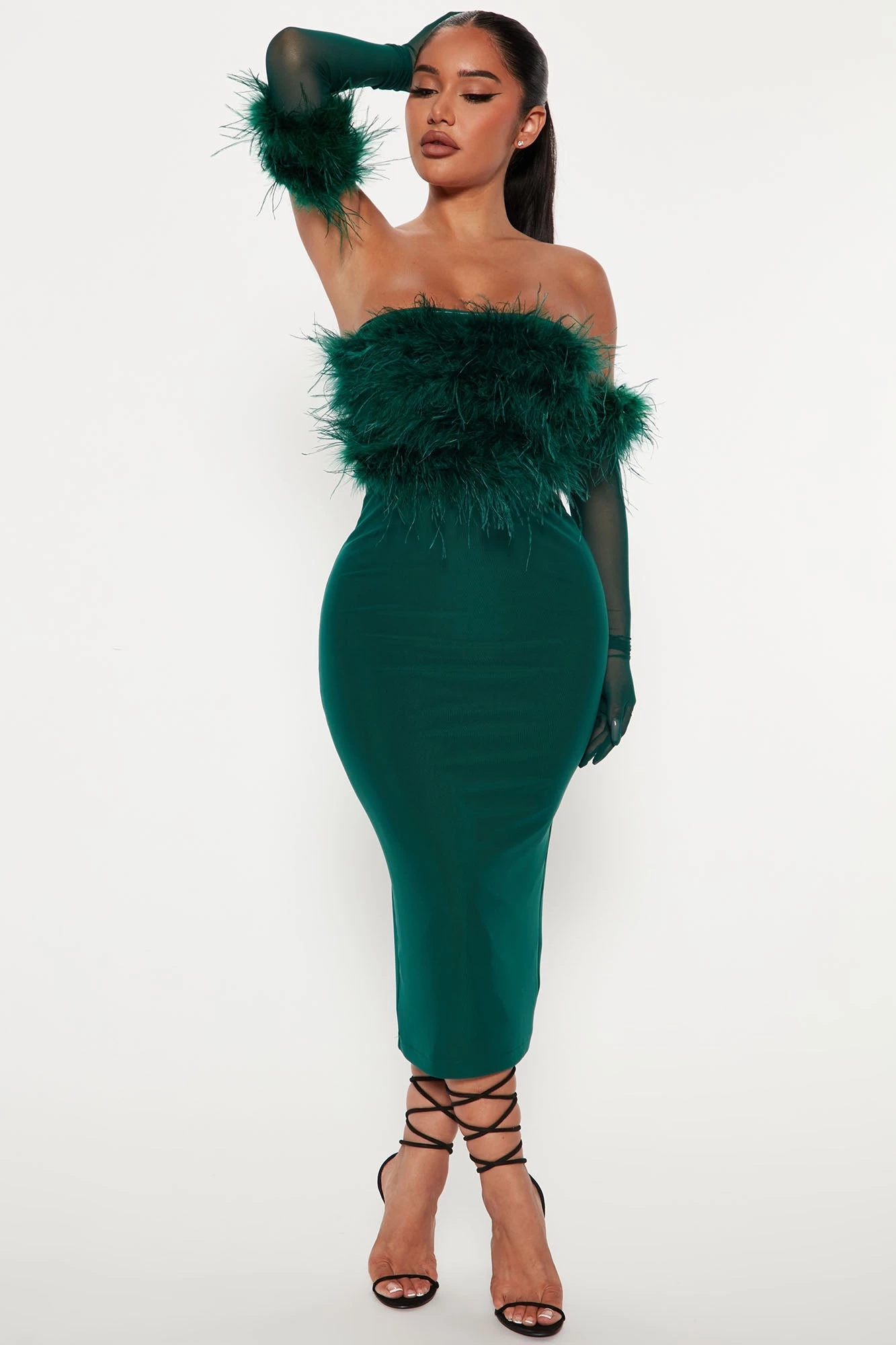 Fashion Nova Raina Gloved Midi Dress Set - Hunter 4 Fashion Nova Raina Gloved Midi Dress Set - Hunter - Image 2