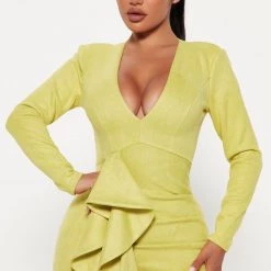 Fashion Nova Head Over Heels Mini Dress - Chartreuse