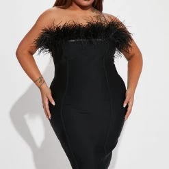 Fashion Nova Serena Bandage Feather Midi Dress - Black -fashion nova dresses Shop 09 02 22Studio1 DD AS 13 50 01 53 MD5890 Black 11962 PLUS EH