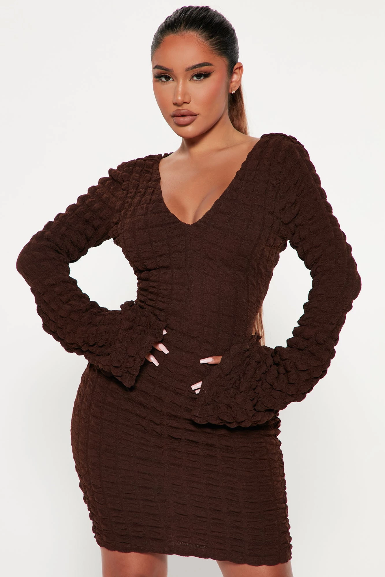 Fashion Nova Tres Poppin' Mini Dress - Chocolate 3 Fashion Nova Tres Poppin' Mini Dress - Chocolate