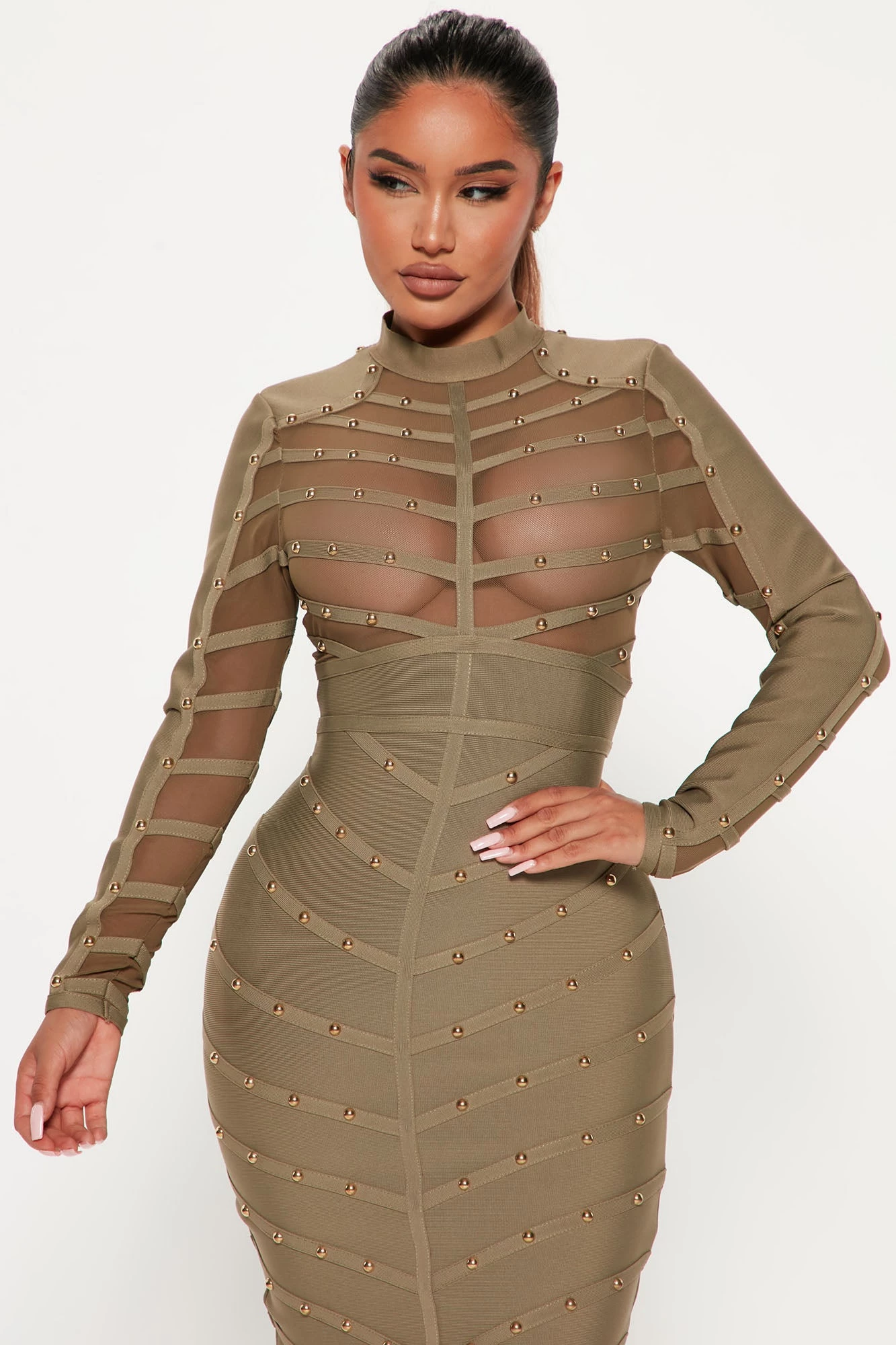 Fashion Nova Attention Please Bandage Midi Dress - Olive 4 Fashion Nova Attention Please Bandage Midi Dress - Olive - Image 2