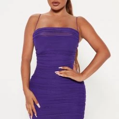 Fashion Nova Lilac Gardens Ruched Mini Dress - Purple
