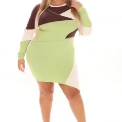 Fashion Nova Corita Colorblock Mini Dress - Green/combo -fashion nova dresses Shop 09 03 21Studio1 KP 10 10 45 33 VID10115 GreenCombo 2628 PLUS PB