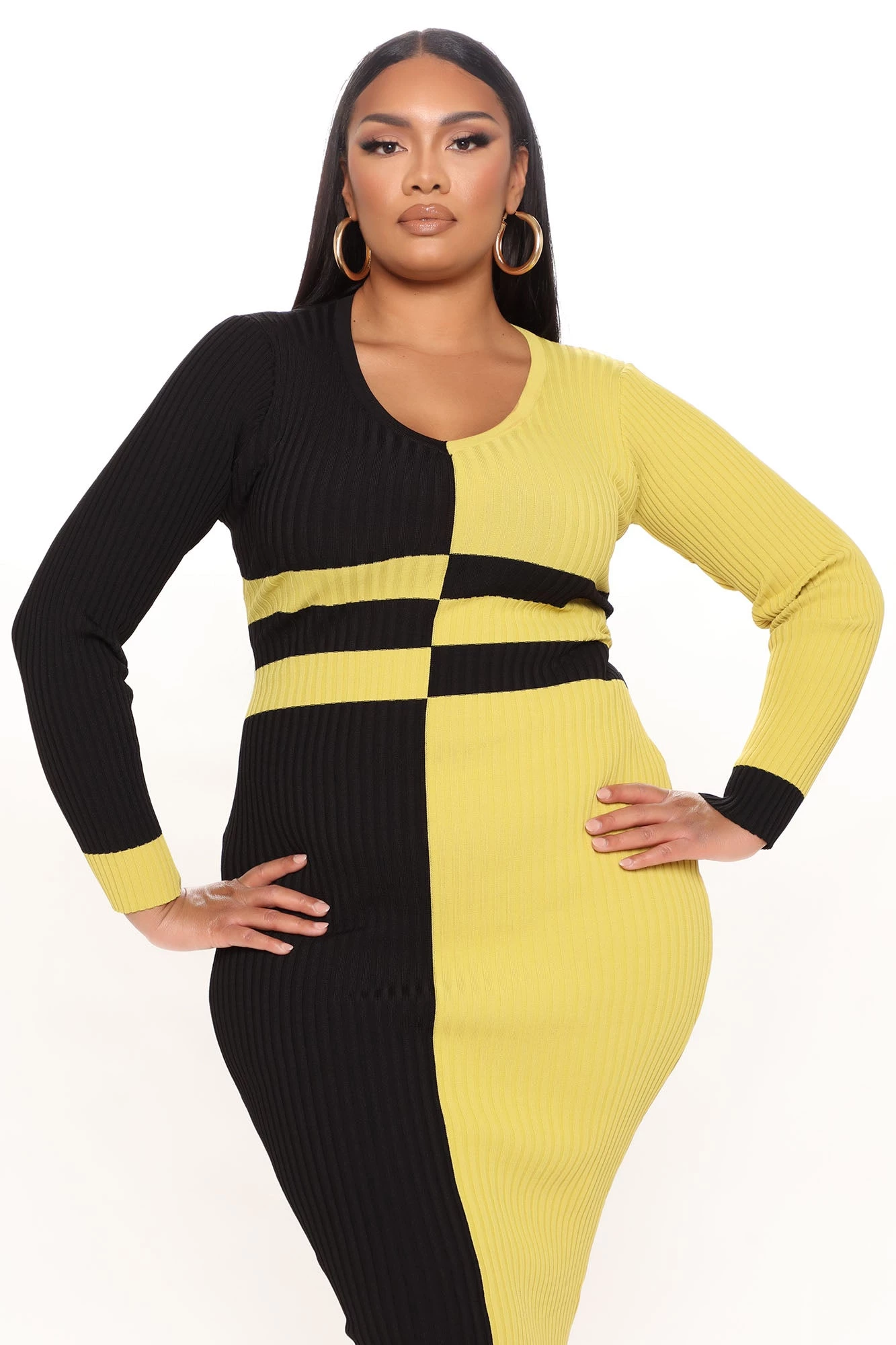 Fashion Nova Carissa Colorblock Sweater Midi Dress - Green/combo 10 Fashion Nova Carissa Colorblock Sweater Midi Dress - Green/combo - Image 8