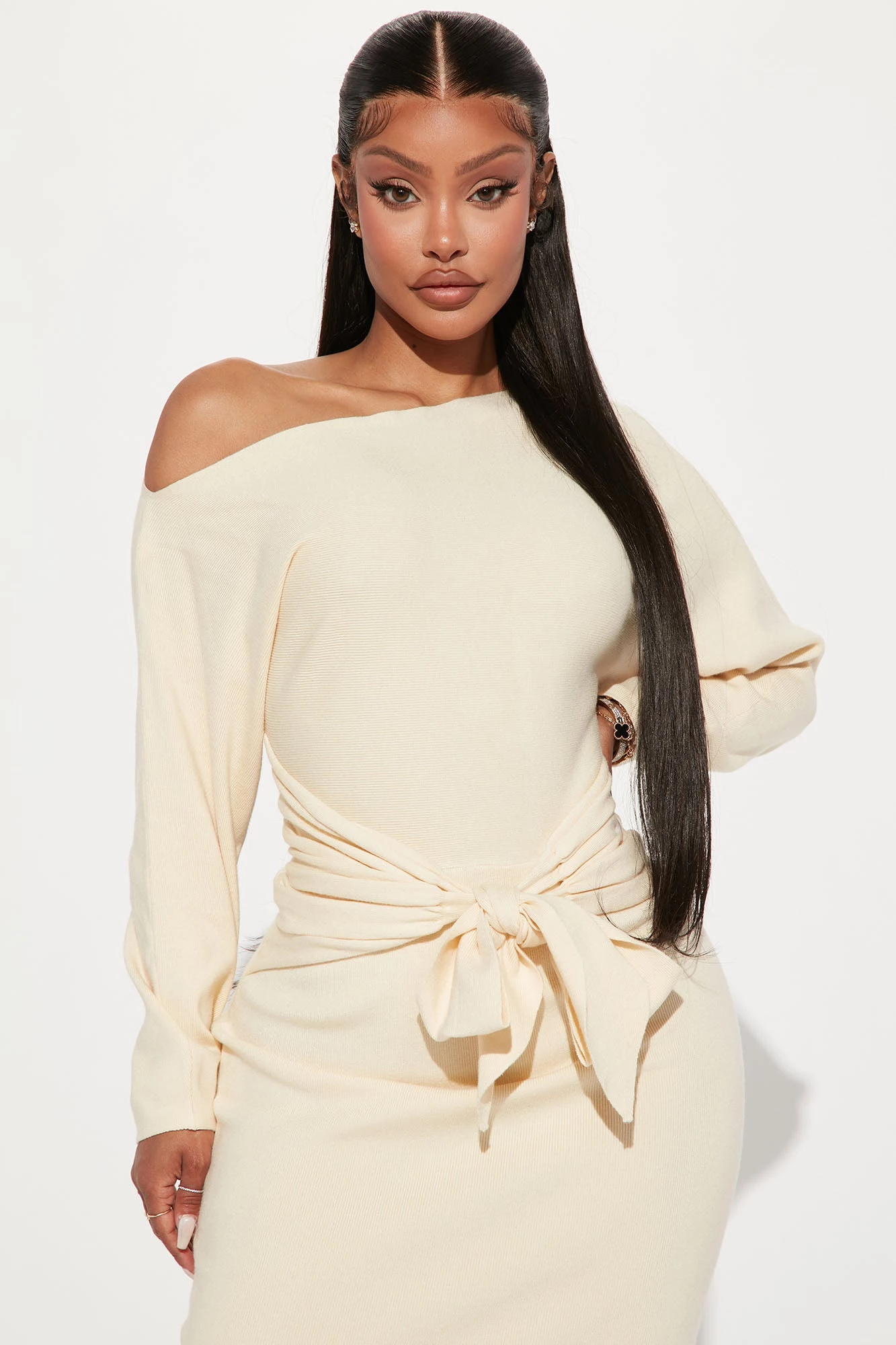 Fashion Nova Warm Moments Sweater Midi Dress - Beige 4 Fashion Nova Warm Moments Sweater Midi Dress - Beige - Image 2