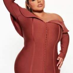 Fashion Nova Bandage Midi Dress - Rust -fashion nova dresses Shop 09 06 22Studio3 DD KP 12 12 37 27 D2493 Rust 0281 PLUS SG