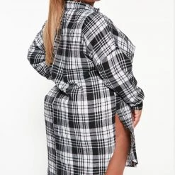 Fashion Nova Cabin Fever Flannel Midi Dress - Black/White -fashion nova dresses Shop 09 06 22Studio3 DD KP 14 27 29 36 HF22G177 Blackwhite 0370 PLUS ES