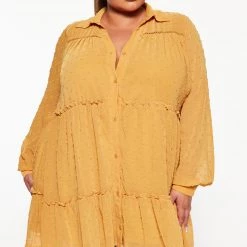 Fashion Nova Connect The Dot Shirt Dress - Mustard -fashion nova dresses Shop 09 06 22Studio3 DD KP 15 43 59 53 FE22G178 Mustard 0047 PLUS EH