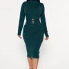 Fashion Nova Always Know Sweater Midi Dress - Teal/combo