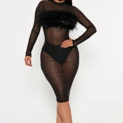 Fashion Nova Ella Midi Dress - Black