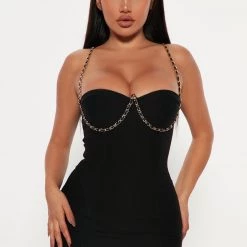 Fashion Nova Jade Chain Mini Dress - Black